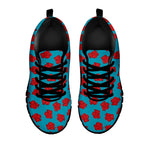 Red And Blue Carnation Pattern Print Black Sneakers