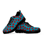 Red And Blue Carnation Pattern Print Black Sneakers