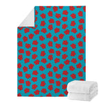 Red And Blue Carnation Pattern Print Blanket