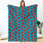 Red And Blue Carnation Pattern Print Blanket