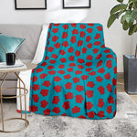 Red And Blue Carnation Pattern Print Blanket