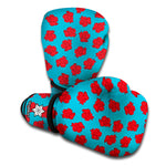 Red And Blue Carnation Pattern Print Boxing Gloves