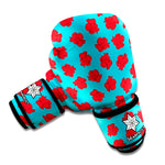 Red And Blue Carnation Pattern Print Boxing Gloves