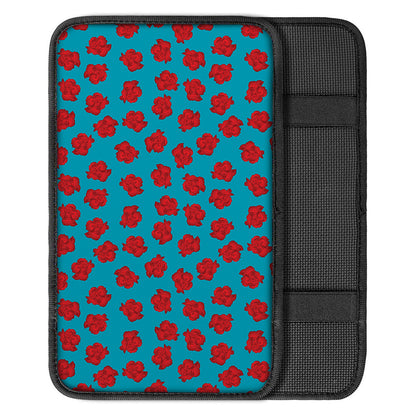 Red And Blue Carnation Pattern Print Car Center Console Cover