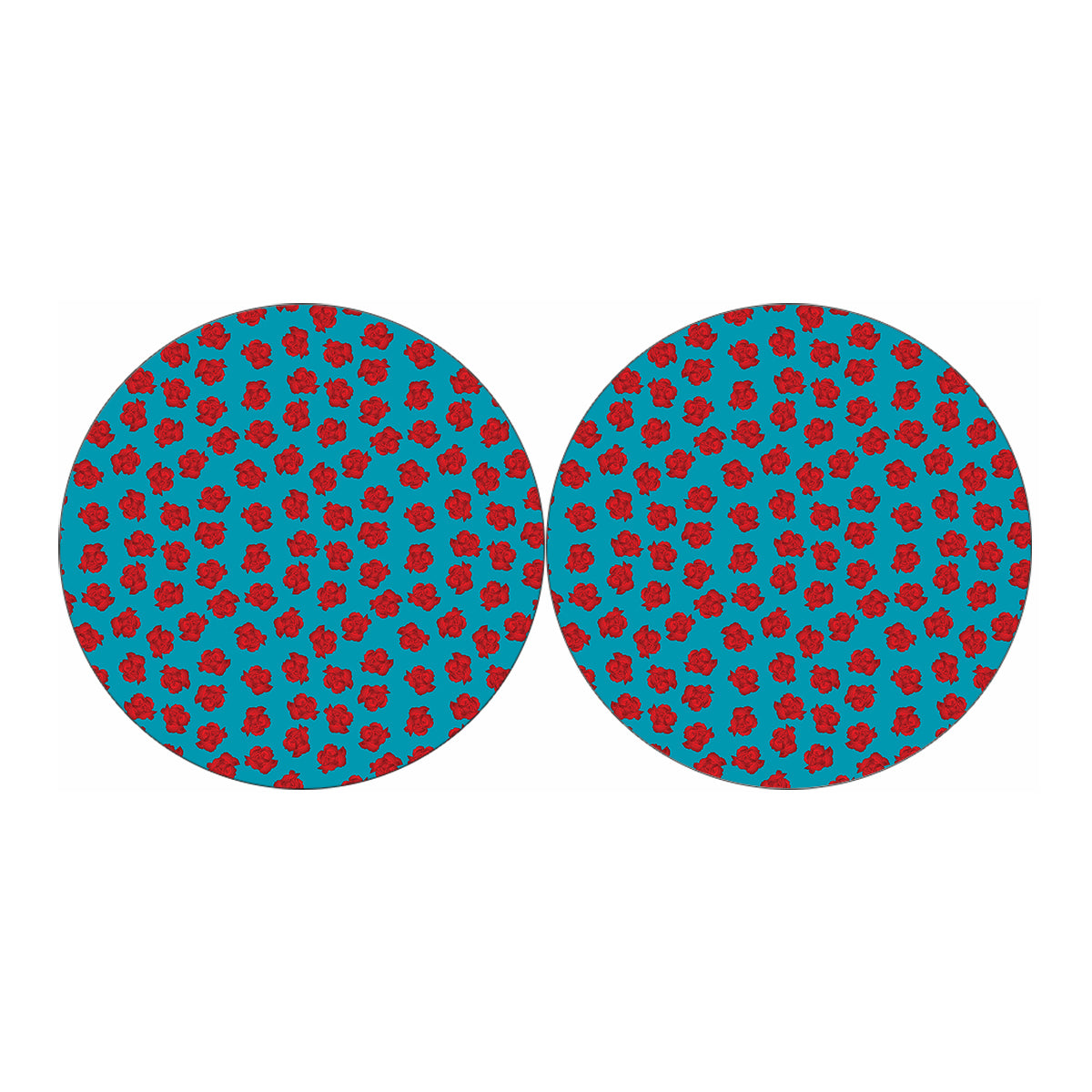 Red And Blue Carnation Pattern Print Car Coasters