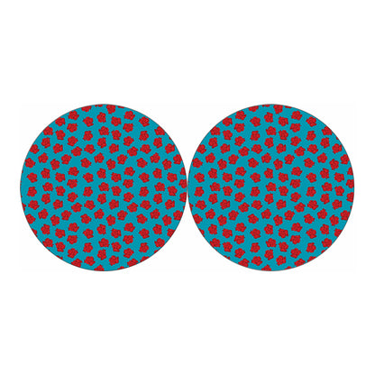 Red And Blue Carnation Pattern Print Car Coasters