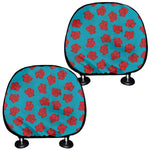 Red And Blue Carnation Pattern Print Car Headrest Covers