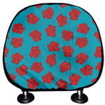 Red And Blue Carnation Pattern Print Car Headrest Covers