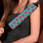 Red And Blue Carnation Pattern Print Car Seat Belt Covers