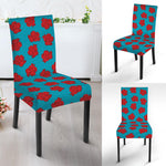 Red And Blue Carnation Pattern Print Dining Chair Slipcover