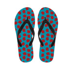 Red And Blue Carnation Pattern Print Flip Flops