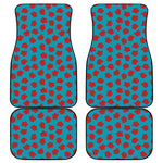 Red And Blue Carnation Pattern Print Front and Back Car Floor Mats