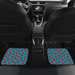 Red And Blue Carnation Pattern Print Front and Back Car Floor Mats