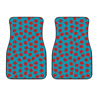 Red And Blue Carnation Pattern Print Front Car Floor Mats