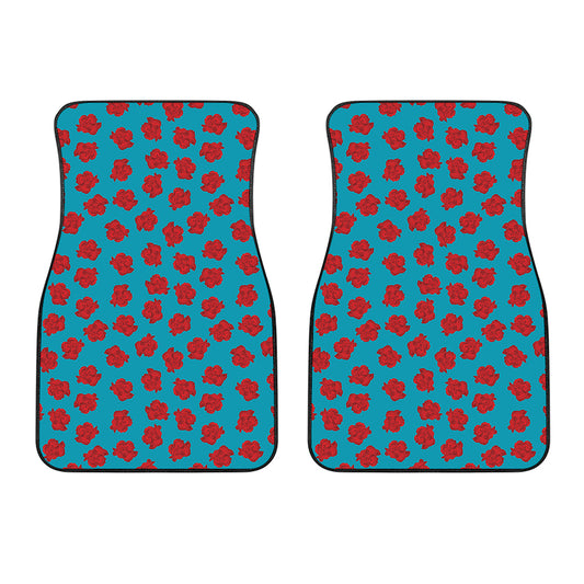 Red And Blue Carnation Pattern Print Front Car Floor Mats