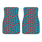 Red And Blue Carnation Pattern Print Front Car Floor Mats