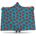 Red And Blue Carnation Pattern Print Hooded Blanket