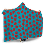 Red And Blue Carnation Pattern Print Hooded Blanket