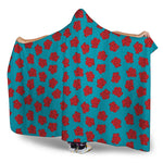 Red And Blue Carnation Pattern Print Hooded Blanket