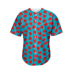 Red And Blue Carnation Pattern Print Men's Baseball Jersey