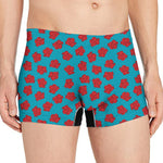 Red And Blue Carnation Pattern Print Men's Boxer Briefs