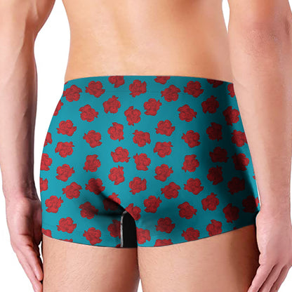 Red And Blue Carnation Pattern Print Men's Boxer Briefs