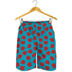 Red And Blue Carnation Pattern Print Men's Shorts