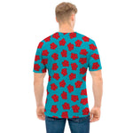Red And Blue Carnation Pattern Print Men's T-Shirt