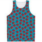 Red And Blue Carnation Pattern Print Men's Tank Top