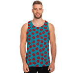 Red And Blue Carnation Pattern Print Men's Tank Top