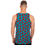 Red And Blue Carnation Pattern Print Men's Tank Top