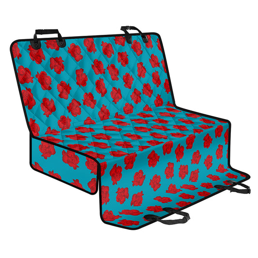 Red And Blue Carnation Pattern Print Pet Car Back Seat Cover