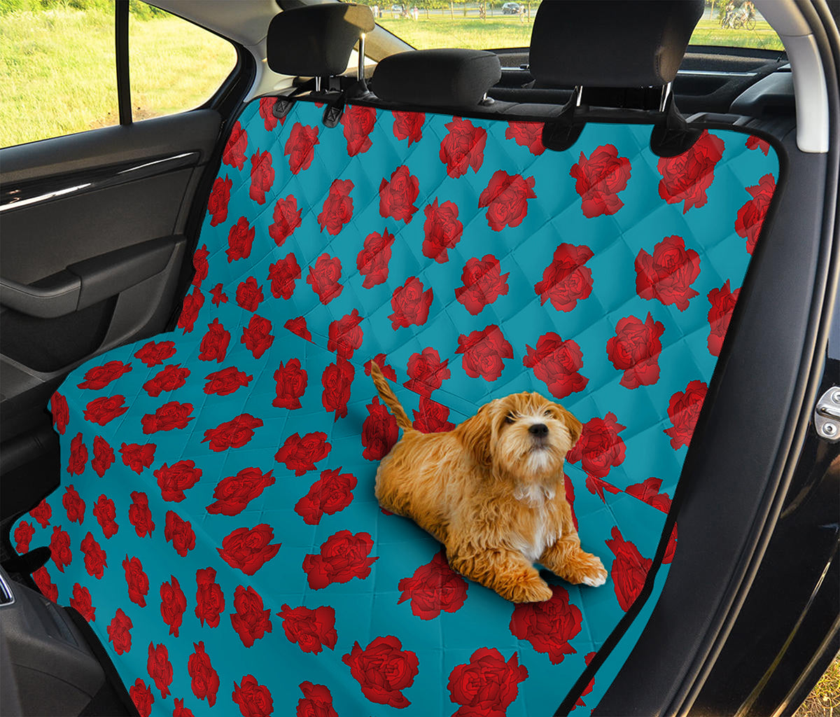 Red And Blue Carnation Pattern Print Pet Car Back Seat Cover