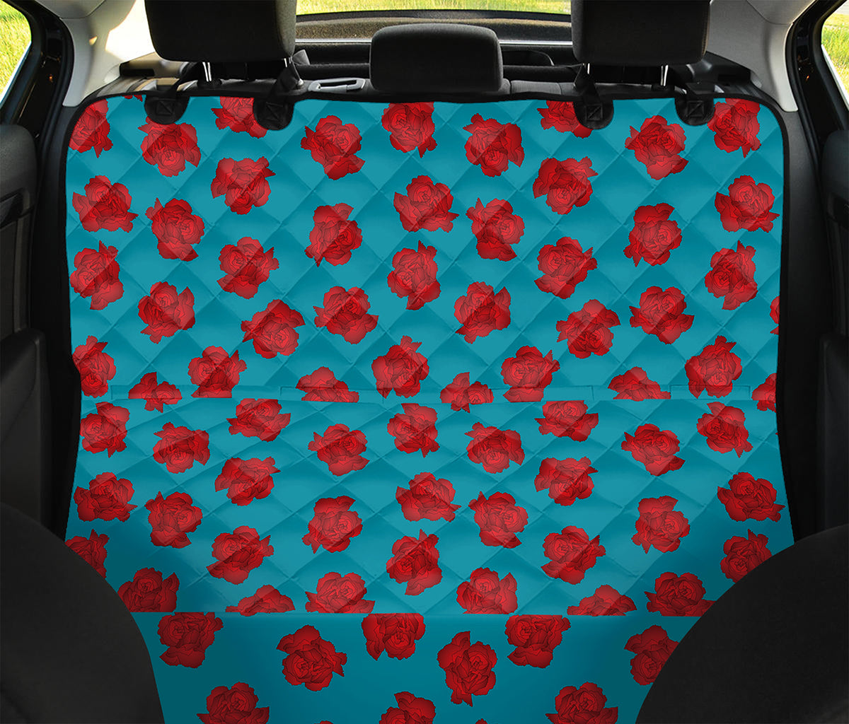 Red And Blue Carnation Pattern Print Pet Car Back Seat Cover