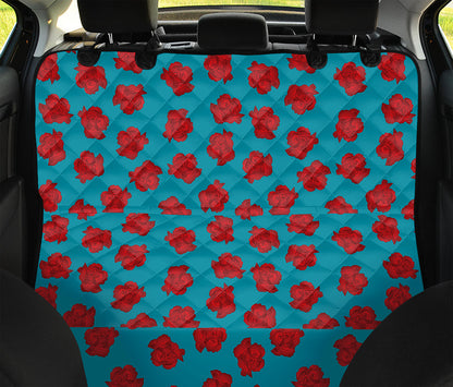 Red And Blue Carnation Pattern Print Pet Car Back Seat Cover