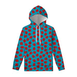Red And Blue Carnation Pattern Print Pullover Hoodie