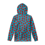 Red And Blue Carnation Pattern Print Pullover Hoodie