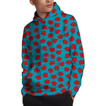Red And Blue Carnation Pattern Print Pullover Hoodie