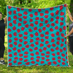 Red And Blue Carnation Pattern Print Quilt