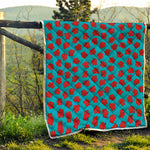 Red And Blue Carnation Pattern Print Quilt