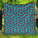 Red And Blue Carnation Pattern Print Quilt