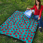 Red And Blue Carnation Pattern Print Quilt
