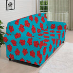Red And Blue Carnation Pattern Print Sofa Cover