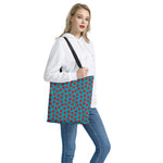 Red And Blue Carnation Pattern Print Tote Bag