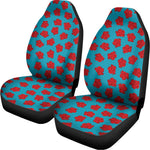 Red And Blue Carnation Pattern Print Universal Fit Car Seat Covers