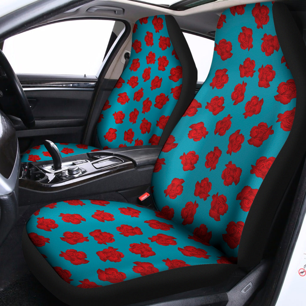 Red And Blue Carnation Pattern Print Universal Fit Car Seat Covers