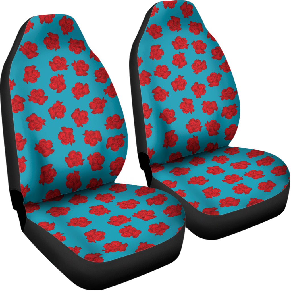 Red And Blue Carnation Pattern Print Universal Fit Car Seat Covers