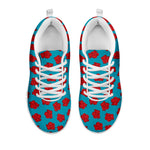 Red And Blue Carnation Pattern Print White Sneakers