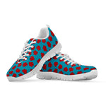 Red And Blue Carnation Pattern Print White Sneakers
