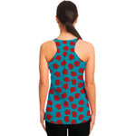 Red And Blue Carnation Pattern Print Women's Racerback Tank Top